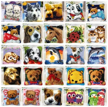 

Cushion Latch Hook Kit Pillow Mat DIY Craft Flower 40CMx40CM Cross Stitch Needlework Crocheting Cushion Embroidery