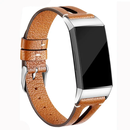 Brown Кожаный ремешок для Fitbit Charge 3 Смарт-часы ремешок для Fitbit Charge 3 Натуральная кожа цветок Writsband сменный аксессуар - Цвет: Brown