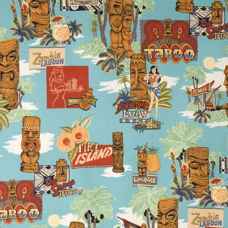 

LEO&LIN Blue Green tree print Exotic Retro Twill Printed Stretch Satin Easter Patchwork Stone Girl Cotton Fabric Tissus 50cm