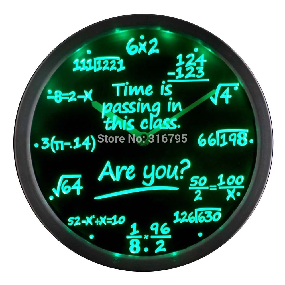 worksheet Clock Math aliexpress com buy nc0463 math class time is passing are you gift decor neon led wall clock from reliable phone suppliers o