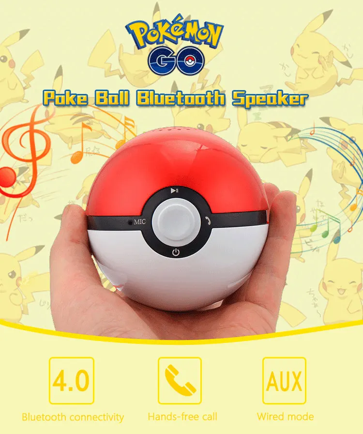 YOTEEN портативный Pokemon Go Pokeball динамик мини супер бас беспроводной громкий динамик Bluetooth V4.0 музыка Громкая связь аудио динамик s