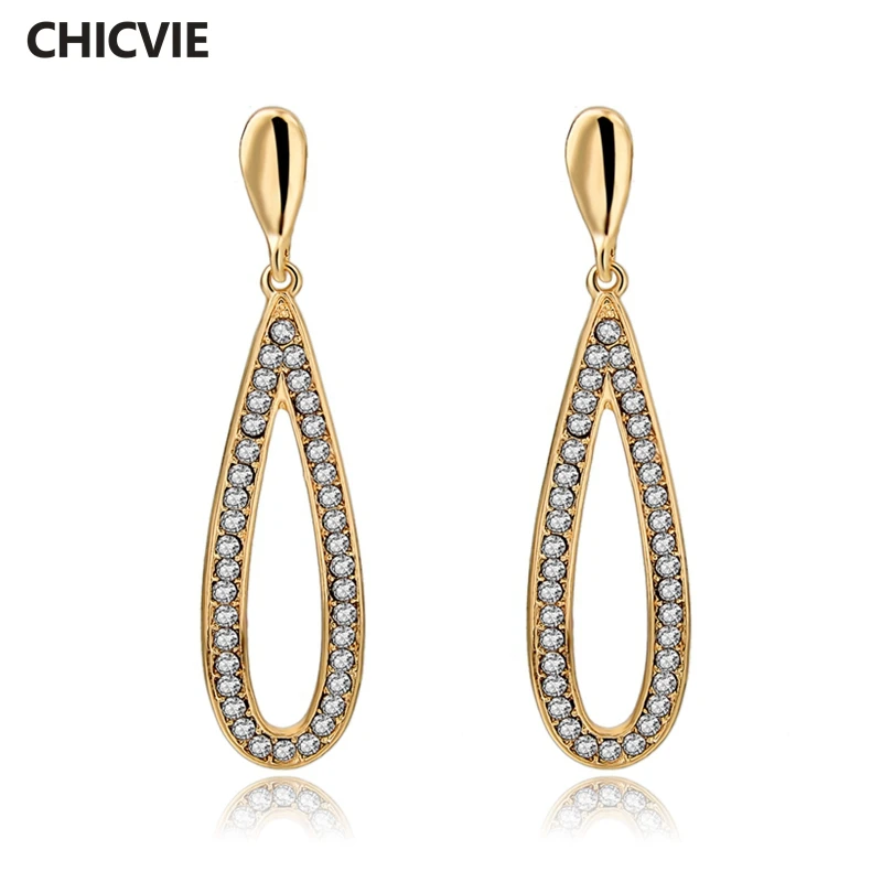 

Trendy Statement Rhinestone Earings For Women Elegant Long Gold Stud Earrings Fashion Jewelry 2016 Gifts Bijouterie Ser150090