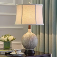 Современный керамический светодиодный настольный светильник из голубого стекла, светодиодный светильник s, для спальни, для учебы, Настольный светильник, для гостиной, декоративная лампа с тканевым абажуром