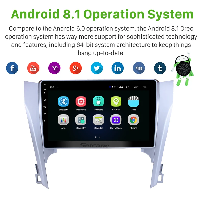Seicane GPS reproductor Multimedia Android 81 de 101 pulgadas Radio del coche para 2015 Toyota CAMR