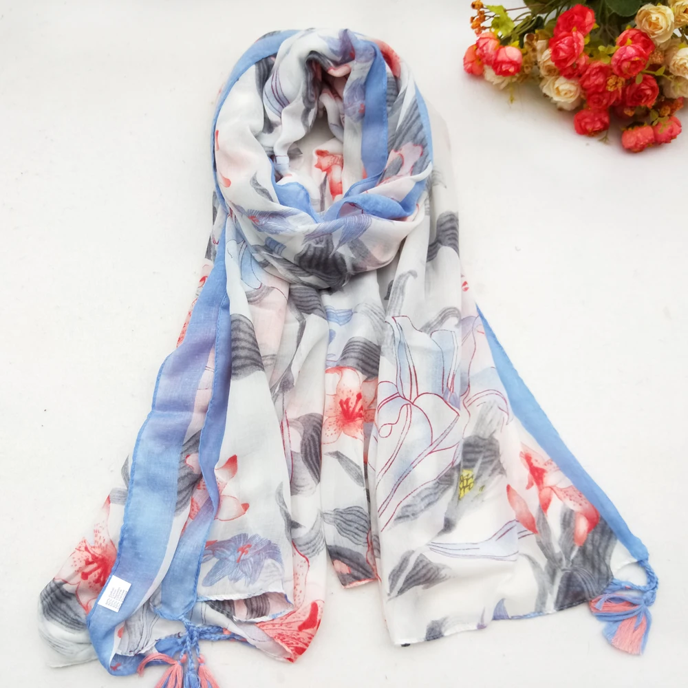 Women Cotton Long Scarf Lady/'s Polyester Shawls Tassels Thin Soft Kerchief Summe