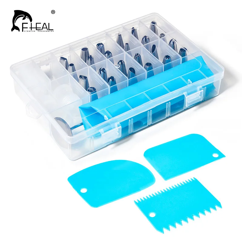 

FHEAL 32pcs/set Stainless Steel Cake Flower Piping Nozzles Pastry Tips DIY Cake Decorating Tool Bakeware Dessert Decorators
