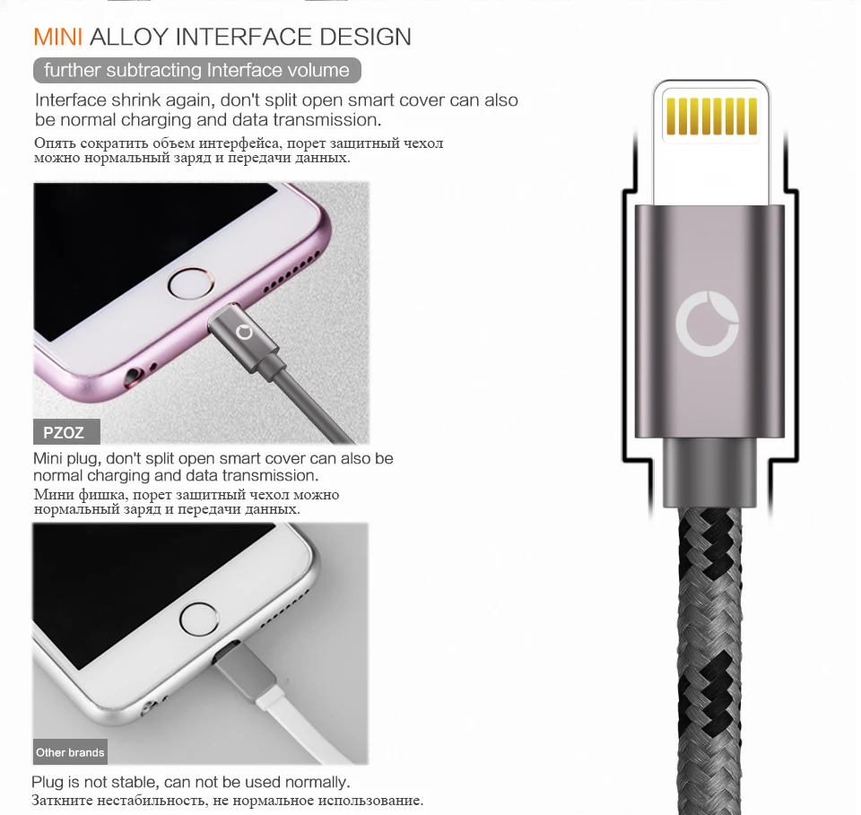 PZOZ Lightning Кабель USB кабель быстрое зарядное устройство MFI кабели для i6 iphone X 8 7 6 6s Plus iphone 5s 5se ipad air мобильный телефон кабель