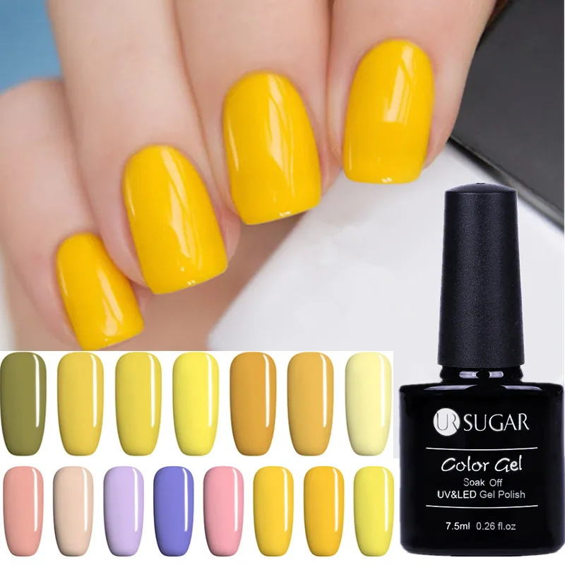  UR SUGAR 7.5ml Pure Nail Color Gel Polish Soak Off UV Gel Lacquer Varnish Colorful Yellow Red Gel S