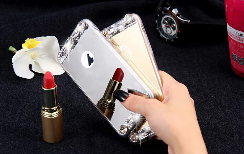 6S 7 Plus Luxury Diamond Glitter Mirror Case For Apple iPhone7 Plus 6 6s Plus 5 5S SE Dual Layer Bling TPU Slim Clear Back Cover (11)