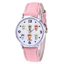 Уникальный дизайн для девочек модные кварцевые из искусственной кожи часы Круглый циферблат женские кварцевые часы для дропшиппинг relojes