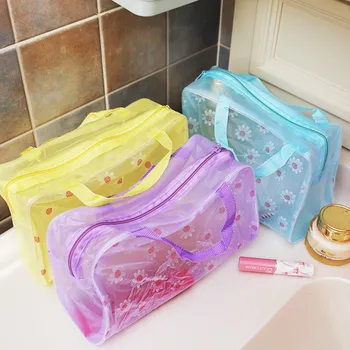 

New Fashion Flower Cosmetic Bags Thicken PVC Toiletry Bags Travel Storage Organizer Zipper Pouch Case Makeup Bag