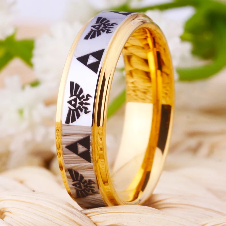Мужское обручальное кольцо из карбида вольфрама Zelda для женщин золотистое