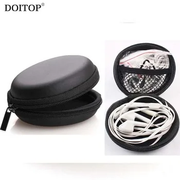 DOITOP Mini Zipper Earphone Round Bag Portable Earphone Earbuds Hard Box Storage Bag For Memory TF Card Reader Charger Cable