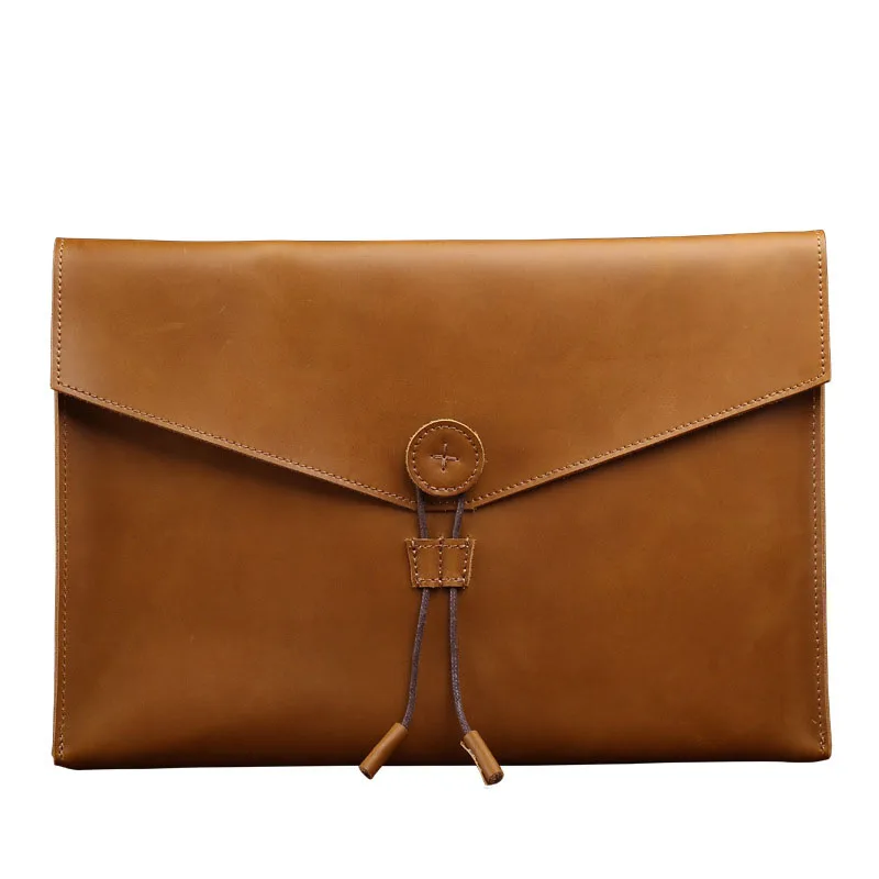 Pasta de Couro Bolsa de Documentos de Couro Bolsa de Papel Organizador de Documentos Escolar de Escritório Natureza Genuíno Negócios Material a4