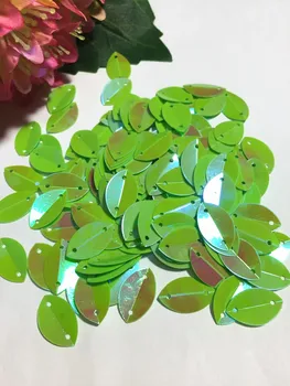 

800pcs 9*15mm Cup Oval Folded Sequins For Crafts Loose Paillettes Sewing,Wedding,Kids DIY Garment Green AB