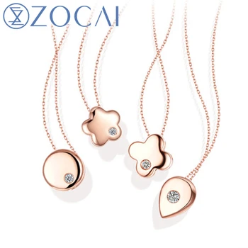 شراءقلادة من ZOCAI جديدة معتمدة من الذهب الوردي عيار 0.01 قيراط H/SI عيار 18K (Au750) مع سلسلة فضية عيار 925 JBD00381