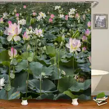 Kiwiberry Longer Fancy Flower Bathtub bathroom Shower Curtain Fabric Liner with 12 Hooks 72Wx80H inch Waterproof and Mildewproof