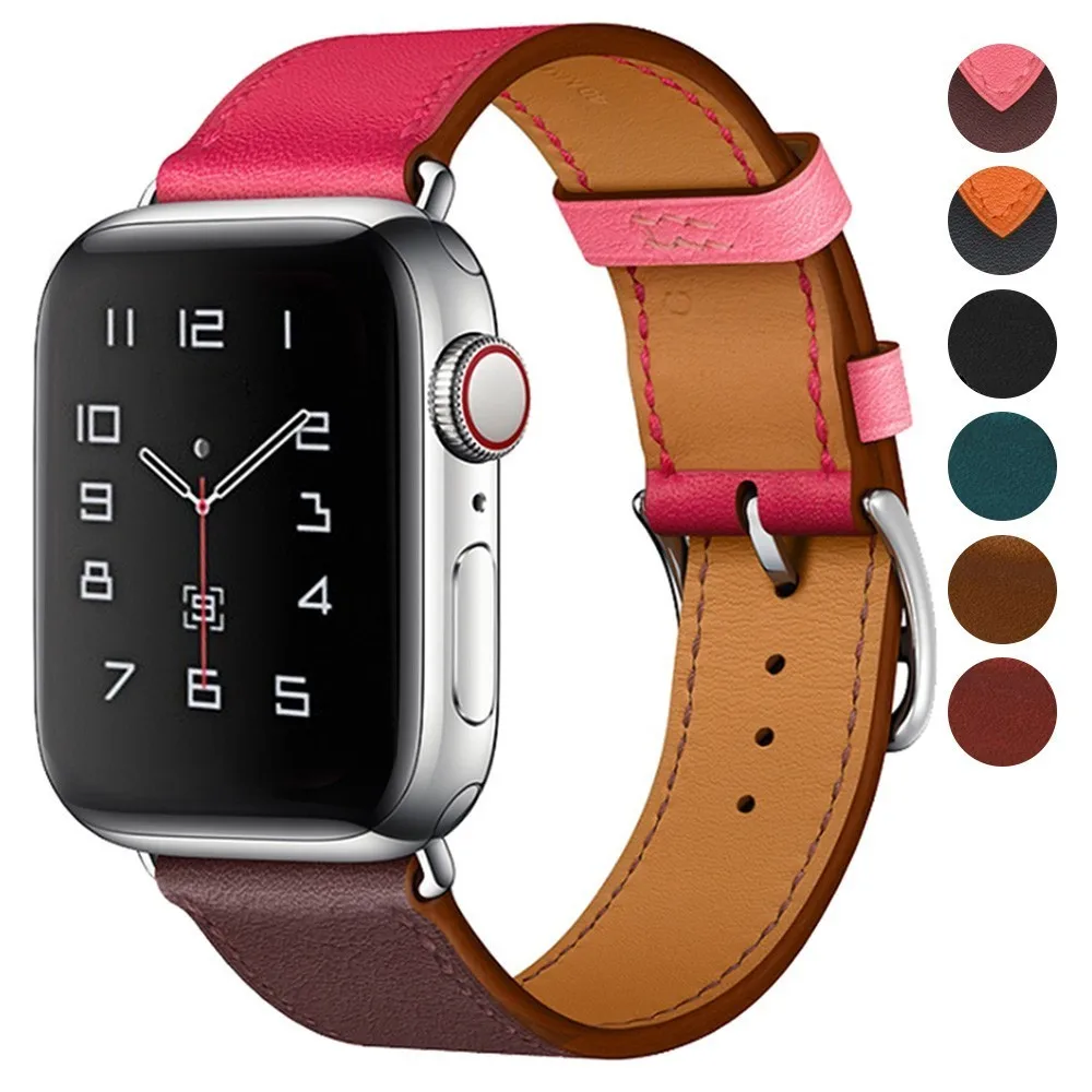 Ремешок из натуральной кожи для Apple Watch Band 42 мм Series 5 4 3 2 сменный Браслет всех