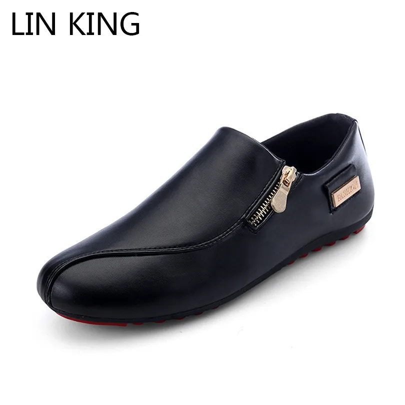 

LIN KING Big Size Men Casual Flats Shoes Fashion Man Pu Leather Shoes Lazy Loafers Moccasins Slip On Men's Flats Driving Shoes