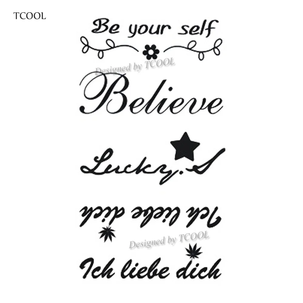 WYUEN English Letter Waterproof Temporary Tattoos Sticker Women Men Arm Fake Body Art 10.5X6cm Kids Adult Hand Tattoo L 016|body art|waterproof