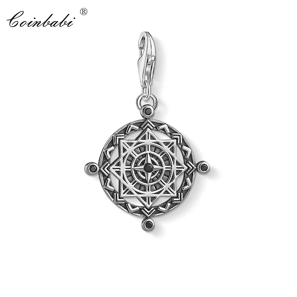 

Charm Pendant Disc Vintage Compass,2019 Fashion Ts Jewelry Real Authentic 925 Sterling Silver Gift For Women Men Fit Bracelet