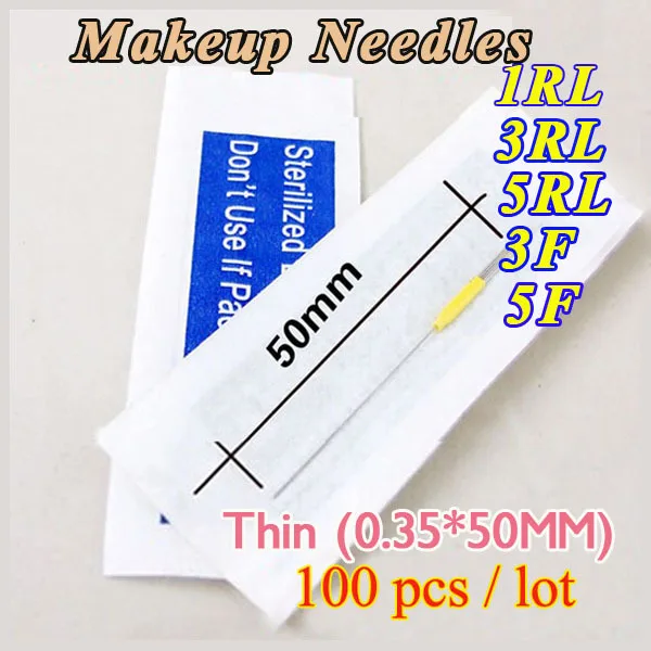 

100pcs/Size/Lot 0.35MM Thin Permanent Makeup Eyebrow Needles (1R/3R/5R/3F/5F)