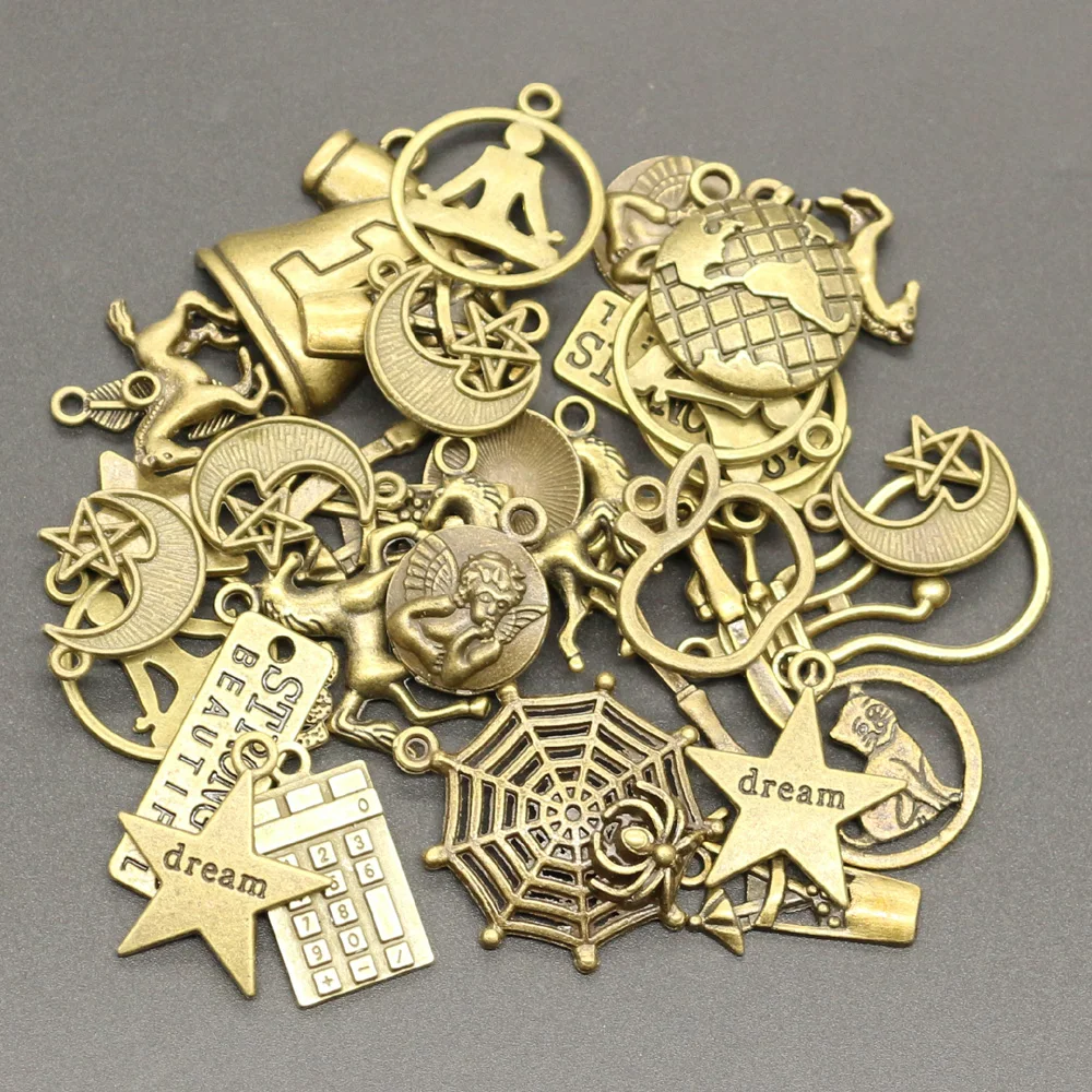 

New Hot sales 50g (20~50pcs)Charms Random Mix Styles handmade Craft DIY Jewelry Pendant fit,Vintage Tibetan Bronze Silver making