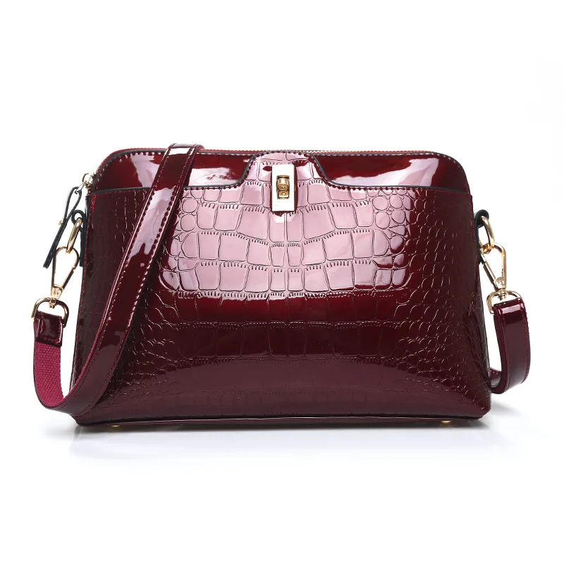 Женская сумка, кожаная сумка через плечо, женская сумка через плечо, маленькая сумочка, дамская сумка с крокодиловым узором, модные женские сумки - Цвет: Wine Red