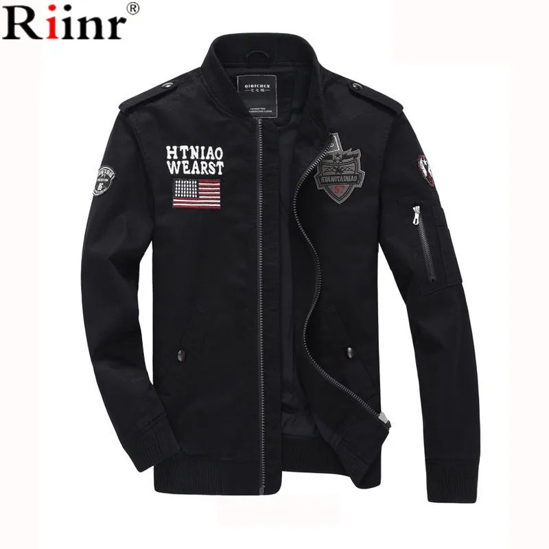 Riinr 2018 Fashion New Arrival Men's Bomber Jacket High Quality Autumn Stand Collar Jackets Aeronautica Militare Men Windbreaker Riinr 2018 Fashion New Arrival Men's Bomber Jacket High Quality Autumn Stand Collar Jackets Aeronautica Militare Men Windbreaker