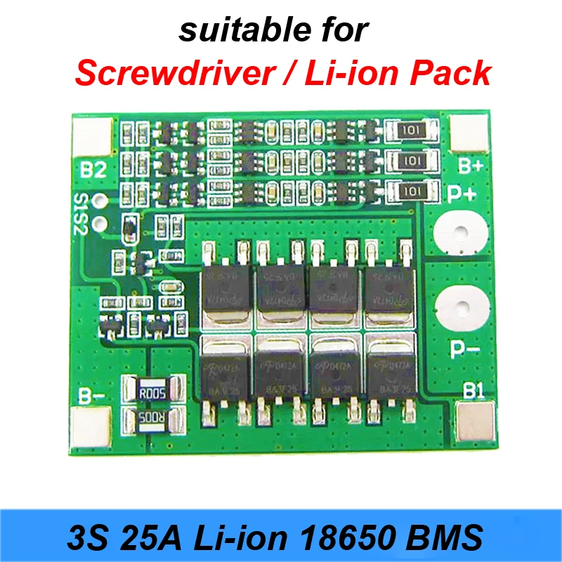 3S 25A для отвертки Li-ion18650 BMS PCM Защитная плата батареи BMS PCM с балансом для литий-ионного аккумулятора модуль