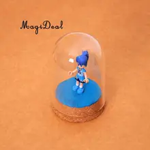 MagiDeal 5Pcs Mini Glass Hemisphere Display Dome Cloche Jar Cover Wood Cork Decor Mini Figurines Lanscape Miniatures Decor