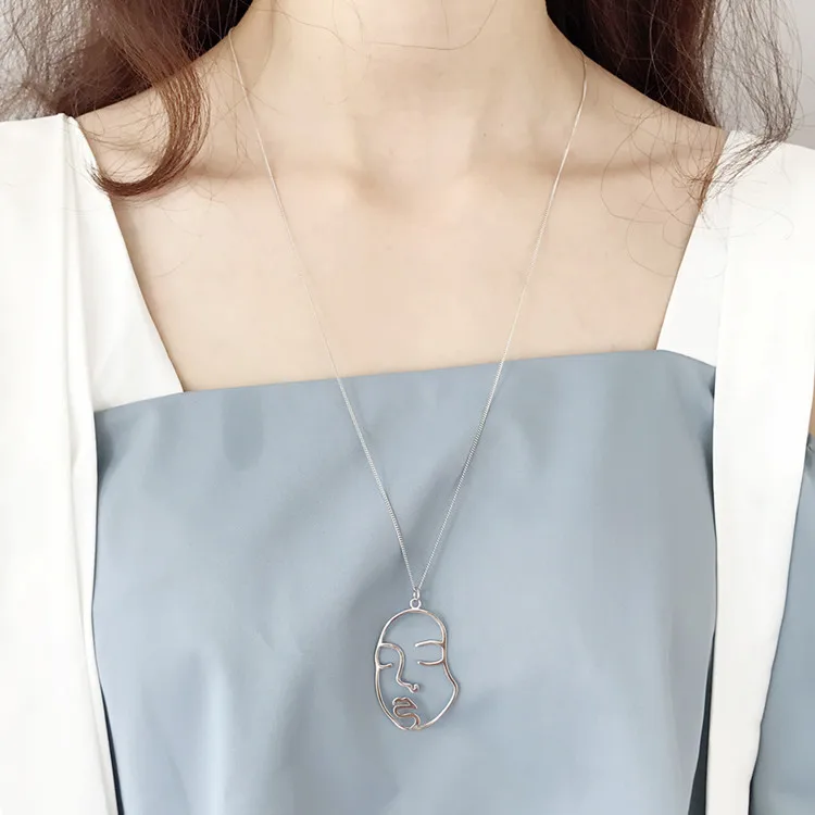 Новинка, абстрактное выдалбливающее длинное ожерелье-свитер, эффектное ожерелье для женщин, уникальное модное ювелирное изделие
