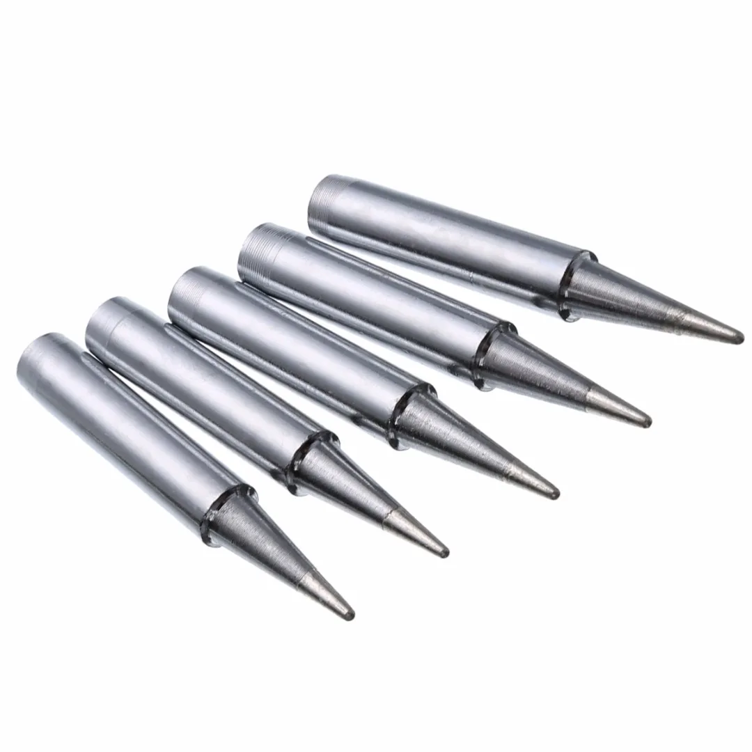 5pcs Silver 900M-T-B Soldering Tips Oxygen-free Copper Solder Iron Tip Set For 936/937/938/969 Soldering Station