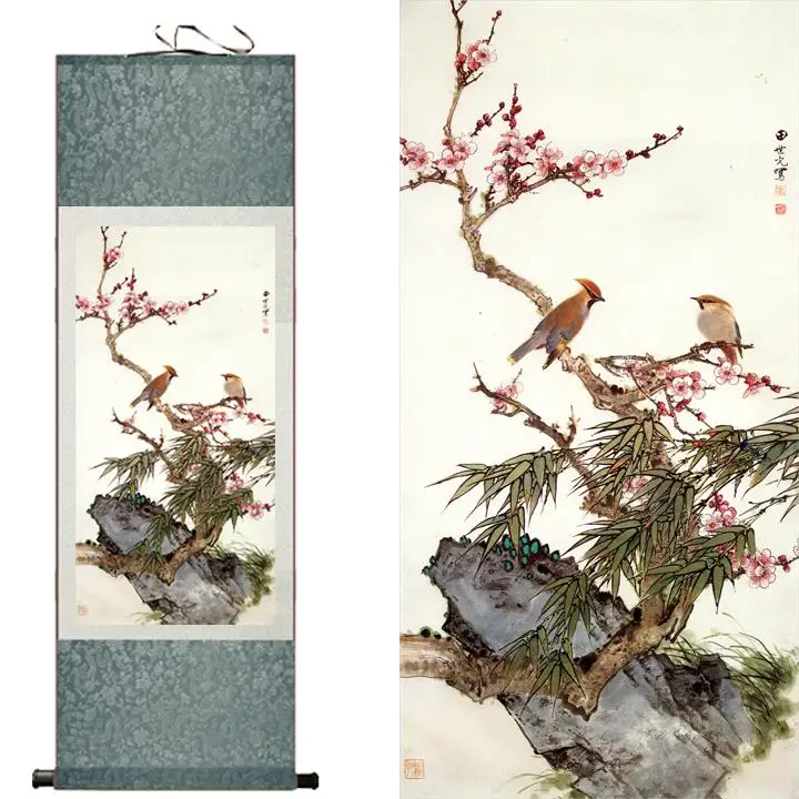 

Hotsale free shipping Silk painting Birds and flowers traditional art painting Chinese national art paintingsPrinted painting