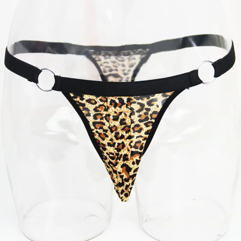 Men Stretch Thong Underwear Plush Sexy Strong Man O ring g-strings leopard Pant Bandoge Adult Game Roleplay