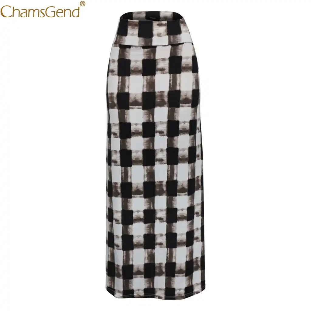 checkered maxi skirt