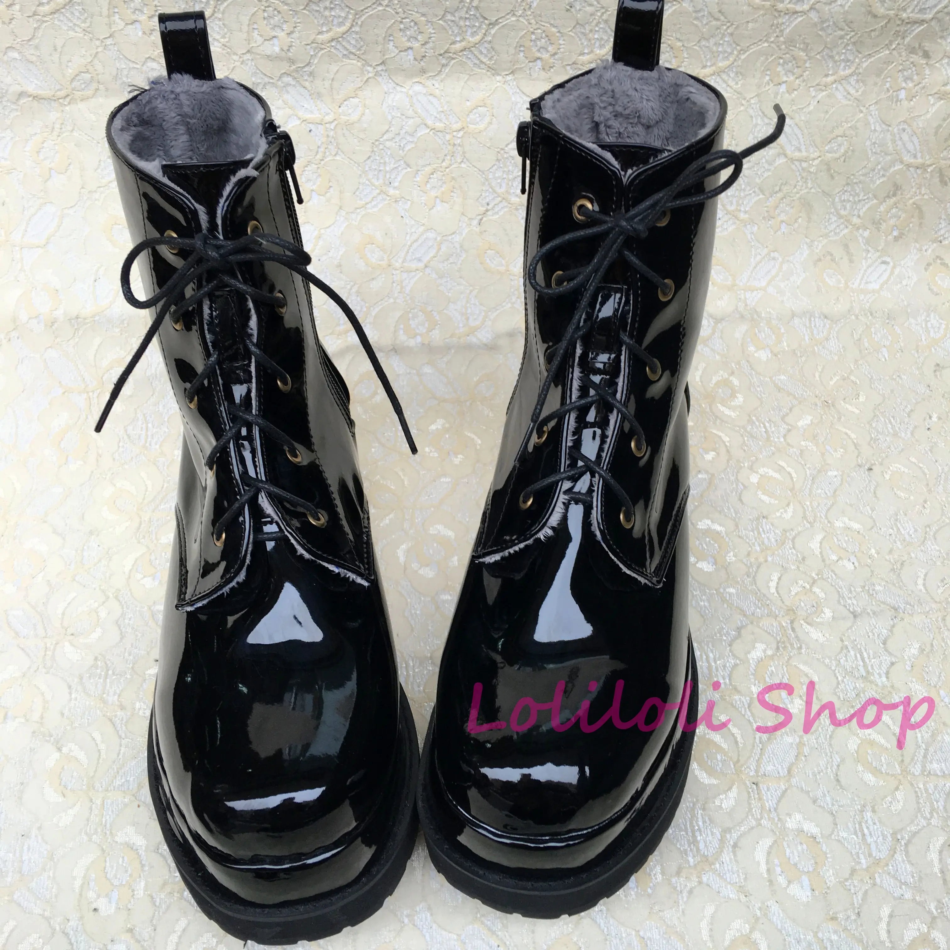 Chaussures An4179 Lumineux Brillant Noir Antaina Fond Japonais Avec Haute Lolita Noir Lolilloliyoyo Double Design multi Personnalisé Punk top Grand EaYH4wEq