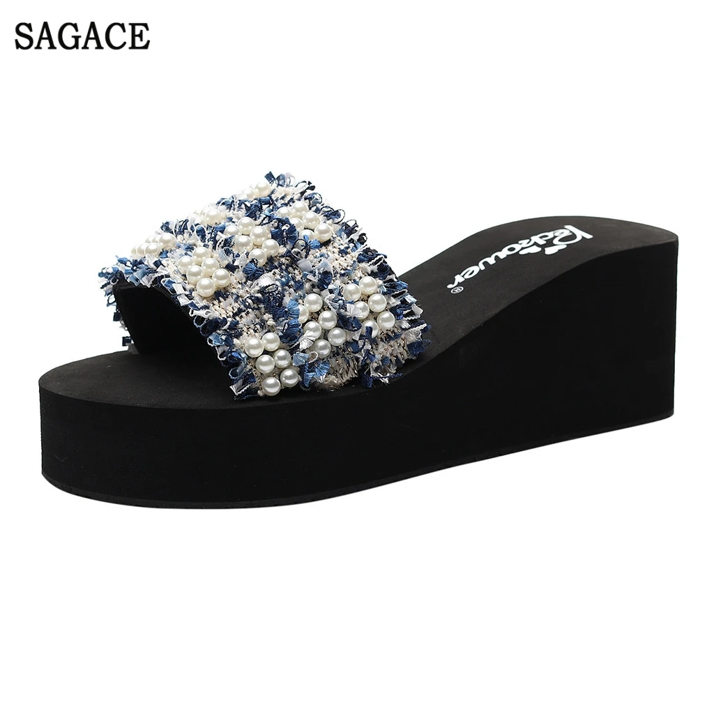 

SAGACE Women Girls Fashion Summer Wedges Bohemian Style Sandals Slippers Beach Sexy High Quality Outsid Ladies High Heel Shoes