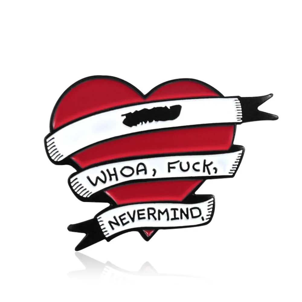 

Heart Brooch Enamel Ribbon Band Fashion Casual Badge Backpack Alloy Red Clothing Ornament Icons Clothes Pins Badges Brooches