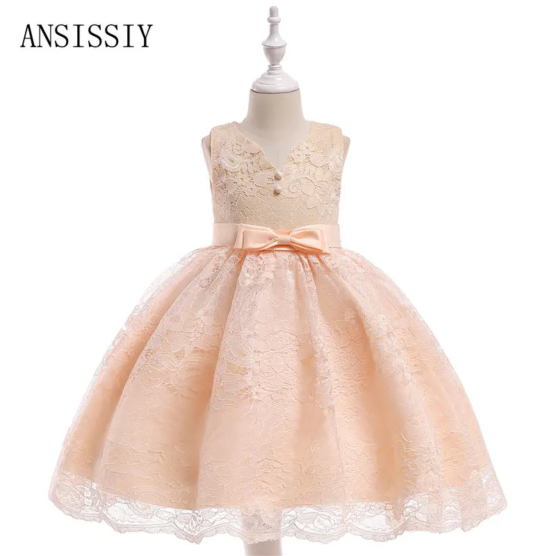 

New Flower Girls Wedding Dress Sleeveless Ruched Princess Dress 2018 Summer Kids Party Vestido Children Girls Clothing 4-8years