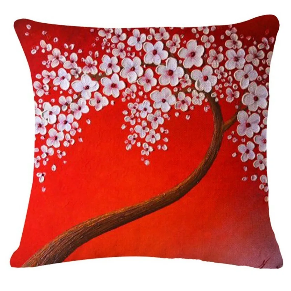 Наволочка на подушку, винтажный цветочный Чехол на подушку, Фреска, желтое красное дерево, зимний сладкий цветок вишни, декоративная наволочка на подушку