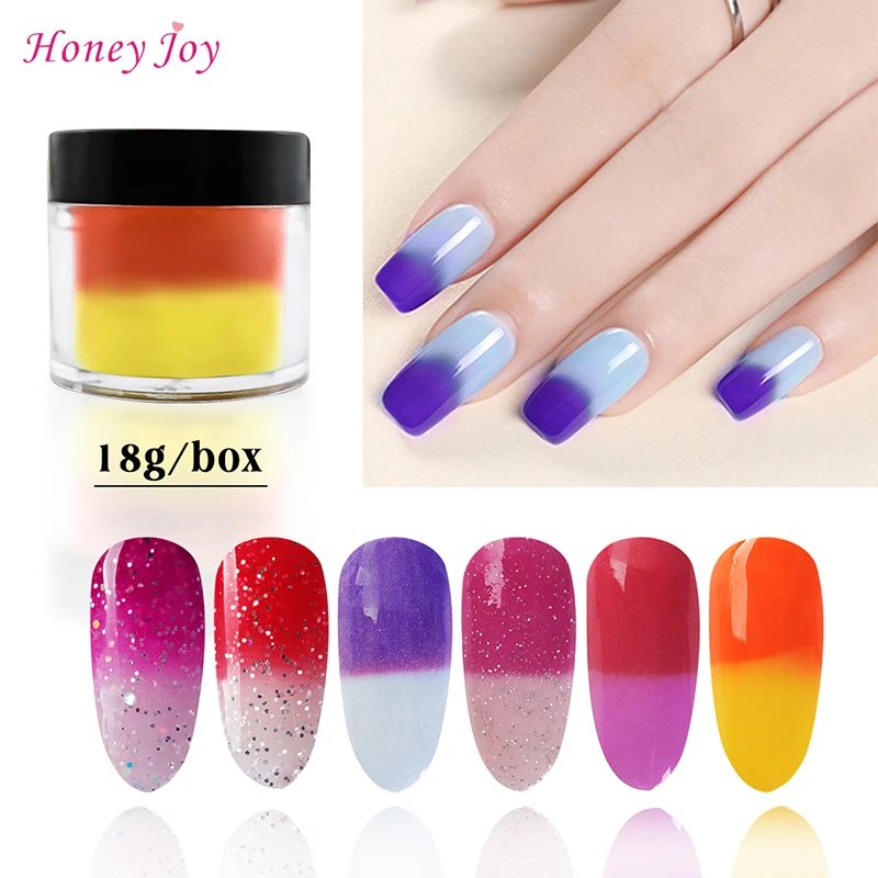 

18g/Box Colorful Temperature Change Shine Glitter Dip Powder Nails Dipping Nails Long-lasting Nails No UV Light Needed (#1-6)
