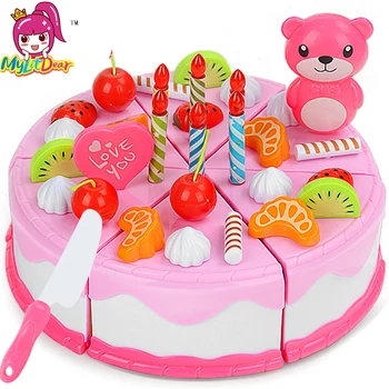 

Mylitdear Play Food 37PCS Miniature Kitchen Pink Birthday Cake Toy Children Educational Pretend Play Kids Toys For Girls Gift