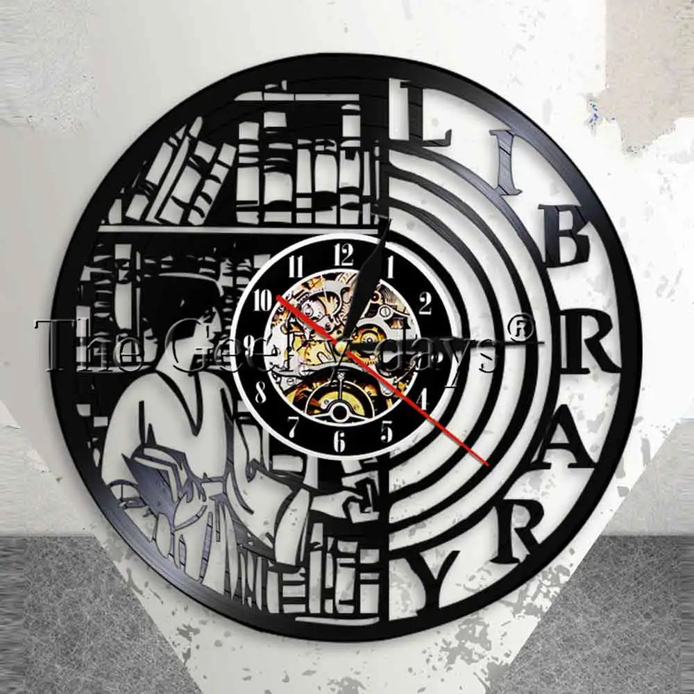 Reading Books Library Wall Art Decoration Modern Design Wall Clock