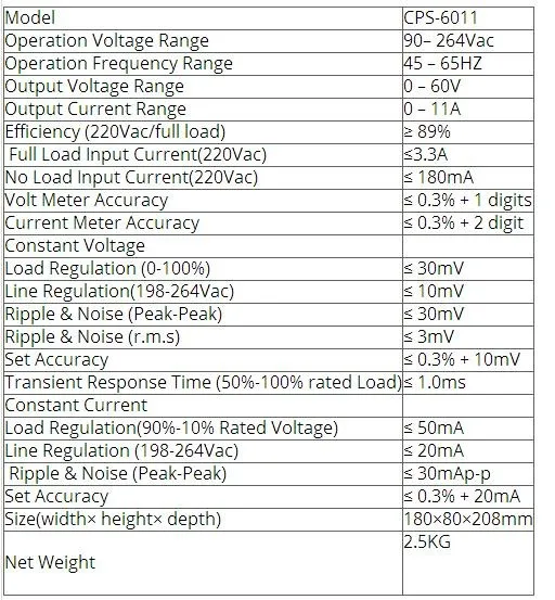 CPS-6011 60V 11A цифровой настраиваемый источник питания постоянного тока лабораторный блок питания CPS6011