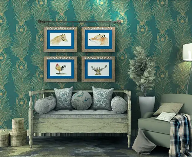 online shop beibehang southeast asian style wallpaper green peacock