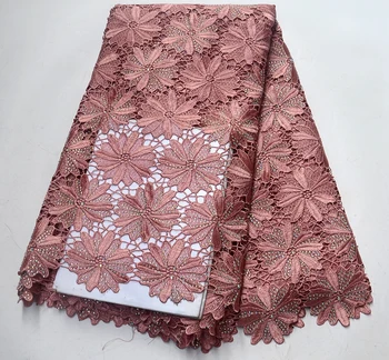 

Hot nigerian African cord guipure lace,high quality water soluble lace Fabric for wedding Party dress 5y/lot