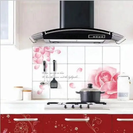 

Kitchen Oil Sticker 45X 75CM Aluminum Foil Stove Oil Smoke Wall Stickers Protect your kitchen free shipping