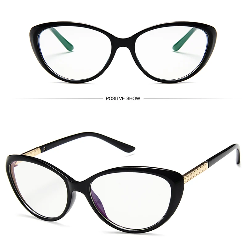 Новые дизайнерские женские оптические очки с цветочным рисунком, винтажные Цветочные очки с кошачьими глазами, очки с прозрачными линзами, черные, красные очки для глаз - Цвет оправы: c1-bright-black