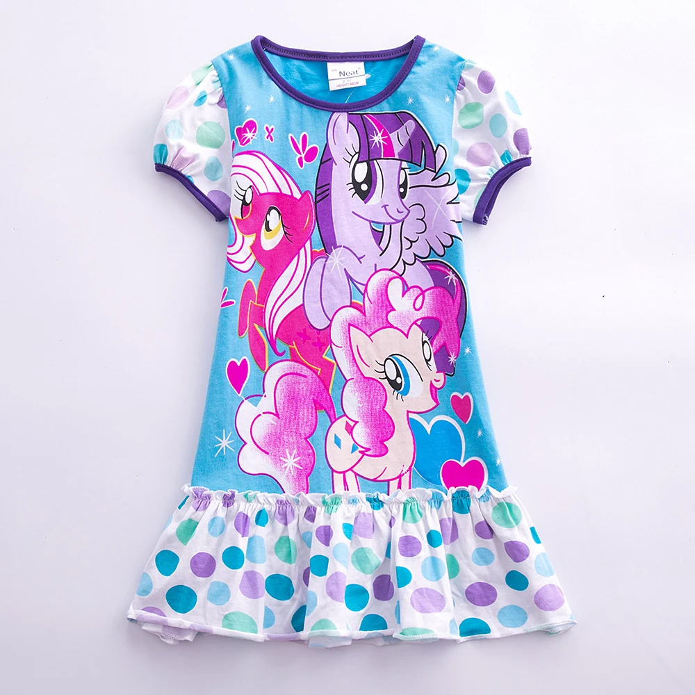 JUXINSU/летние платья с короткими рукавами для девочек с героями мультфильмов «Мой Маленький Пони» костюм с оборками Повседневное платье с пони для детей от 1 года до 7 лет